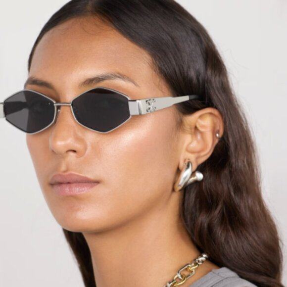 NEW CL40254U 16A CELINE SUNGLASSES WOMEN SILVER GEOMETRIC EYEWEAR